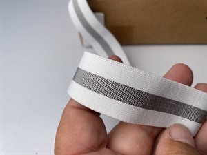 Luksus elastik - offwhite med grå stribe, 26 mm